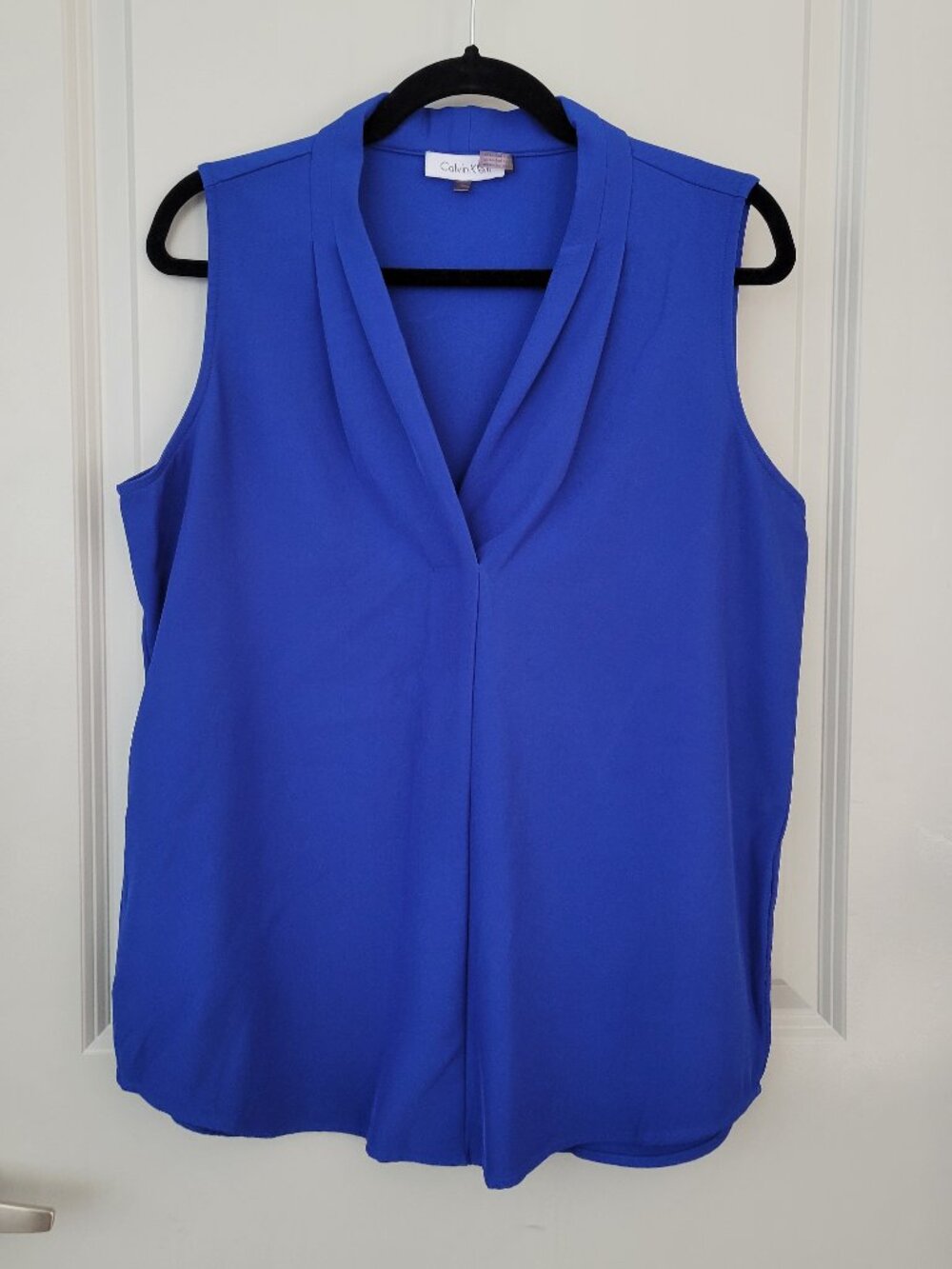 Calvin Klein Royal Blue Sleeveless V-Neck Blouse
